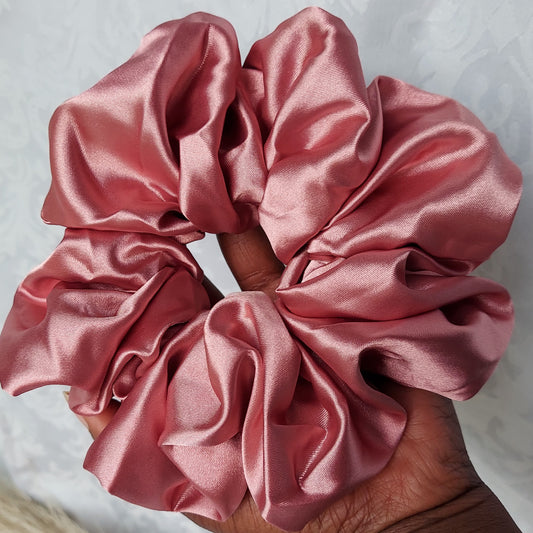 Rosewood Blush Satin Scrunchies.