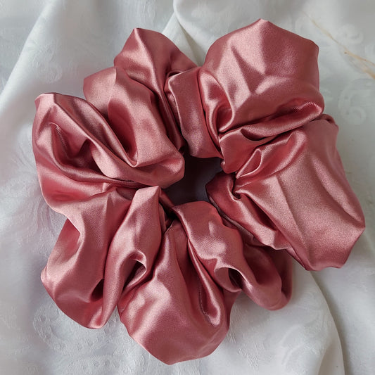 Rosewood Blush Satin Scrunchies.