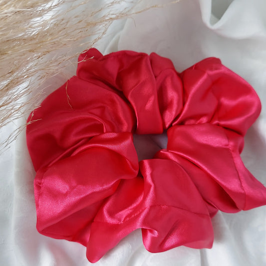 Raspberry pink Satin Scrunchies.