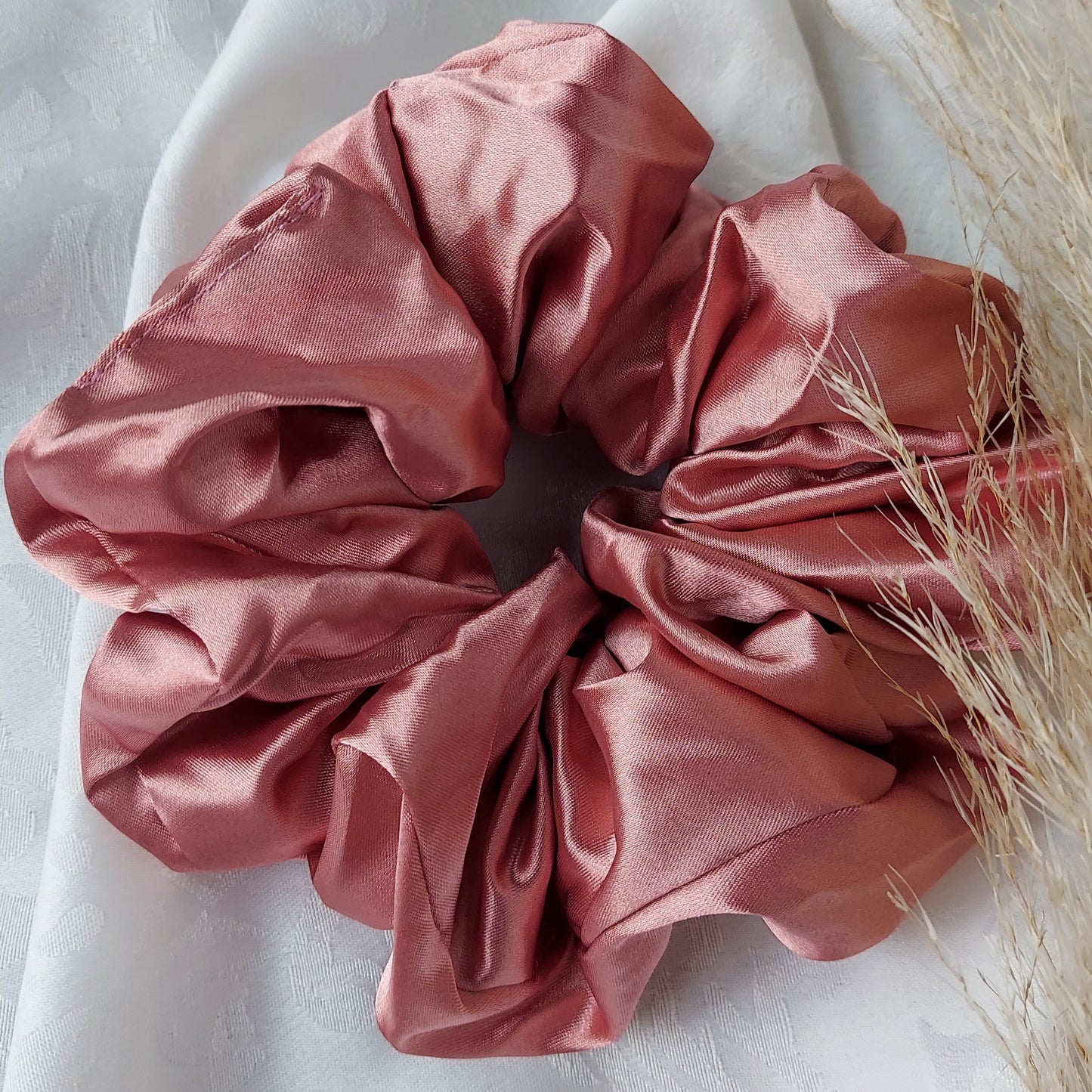 Rosewood Blush Satin Scrunchies.