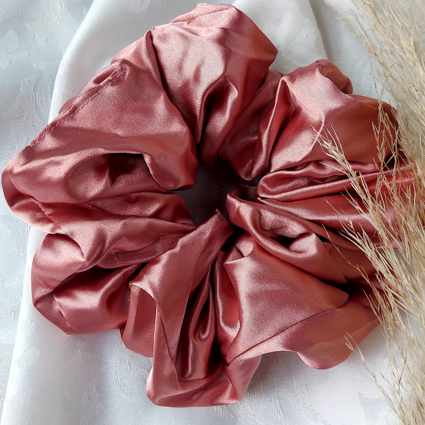 Rosewood Blush Satin Scrunchies.
