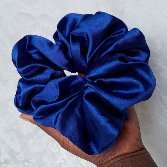 Midnight Blue Satin Scrunchies.
