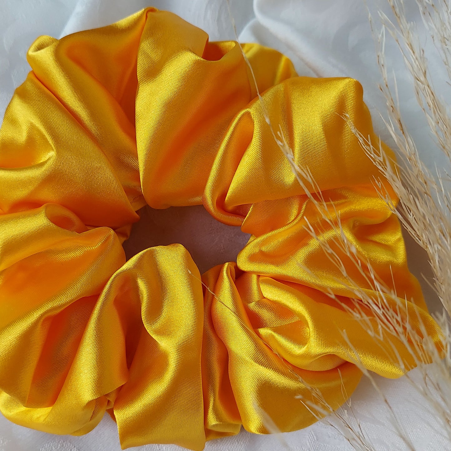 Golden glow yellow Satin Scrunchies.